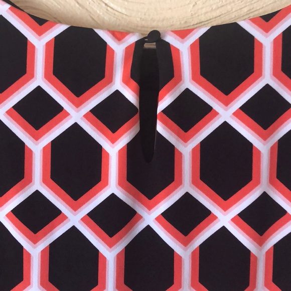 Geometric Print Shift Dress 3/4 Sleeve Small Lined - Picture 7 of 8